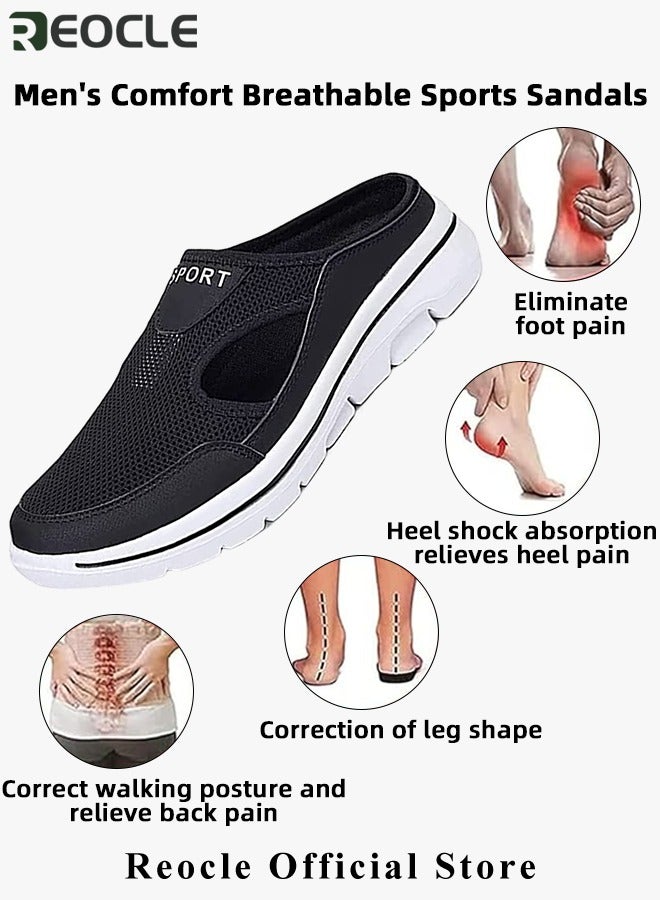 Men's Walking Sneakers Breathable Mesh Mules Shoes Open Back Slip On Shoes Comfort Support Sports Sandals Orthopedic Stretch Shoes Lightweight House Shoes