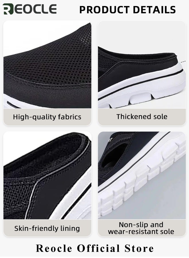Men's Walking Sneakers Breathable Mesh Mules Shoes Open Back Slip On Shoes Comfort Support Sports Sandals Orthopedic Stretch Shoes Lightweight House Shoes
