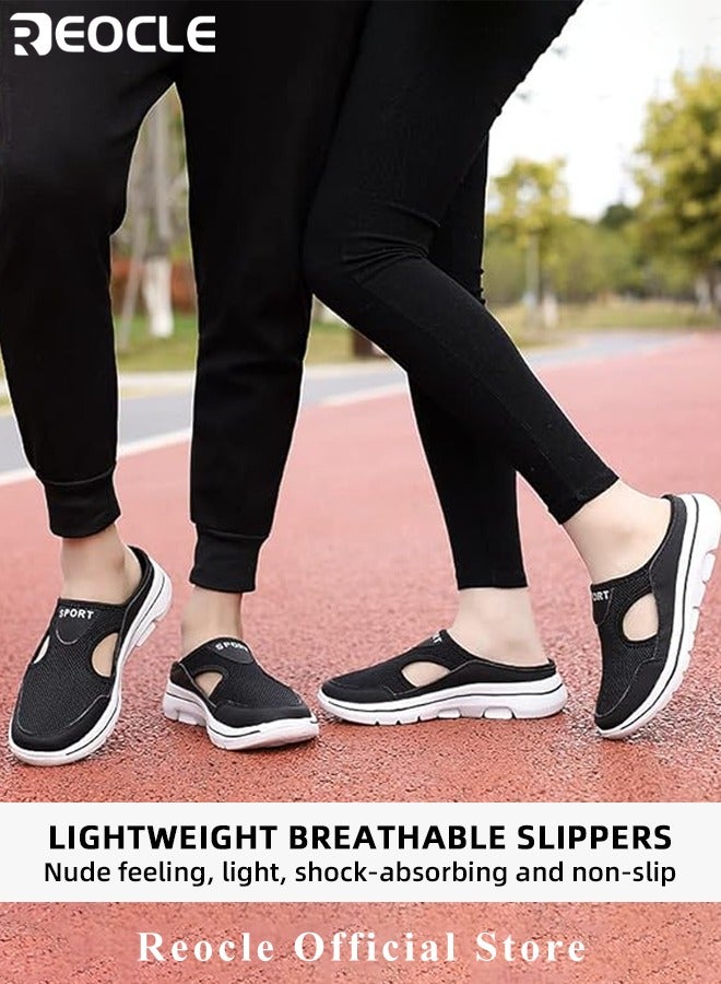 Men's Walking Sneakers Breathable Mesh Mules Shoes Open Back Slip On Shoes Comfort Support Sports Sandals Orthopedic Stretch Shoes Lightweight House Shoes