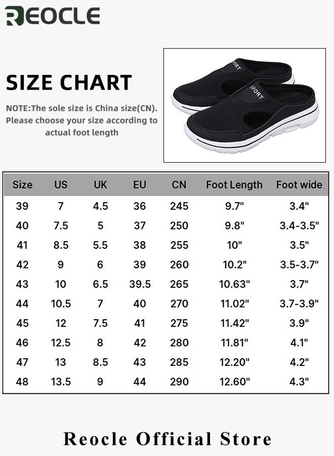 Men's Walking Sneakers Breathable Mesh Mules Shoes Open Back Slip On Shoes Comfort Support Sports Sandals Orthopedic Stretch Shoes Lightweight House Shoes