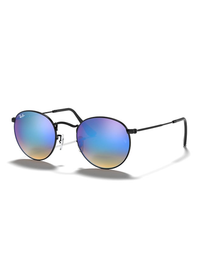 Unisex UV Protection Round Shape Metal Sunglasses RB3447 002/4O 50-21 - Lens Size: 50 Mm - Polished Black