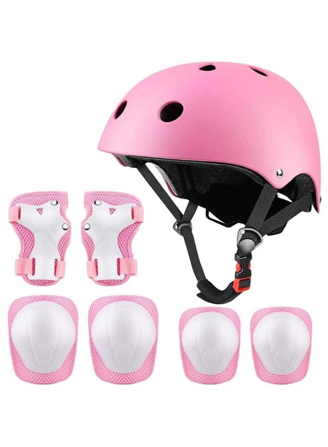 Kids Bike Helmet Set Skateboard Knee Pads - Kids Helmet Elbow Pads Wrist Guards Adjustable Protective Gear Set For Sport Cycling Bike Roller Skating Scooter Rollerblade