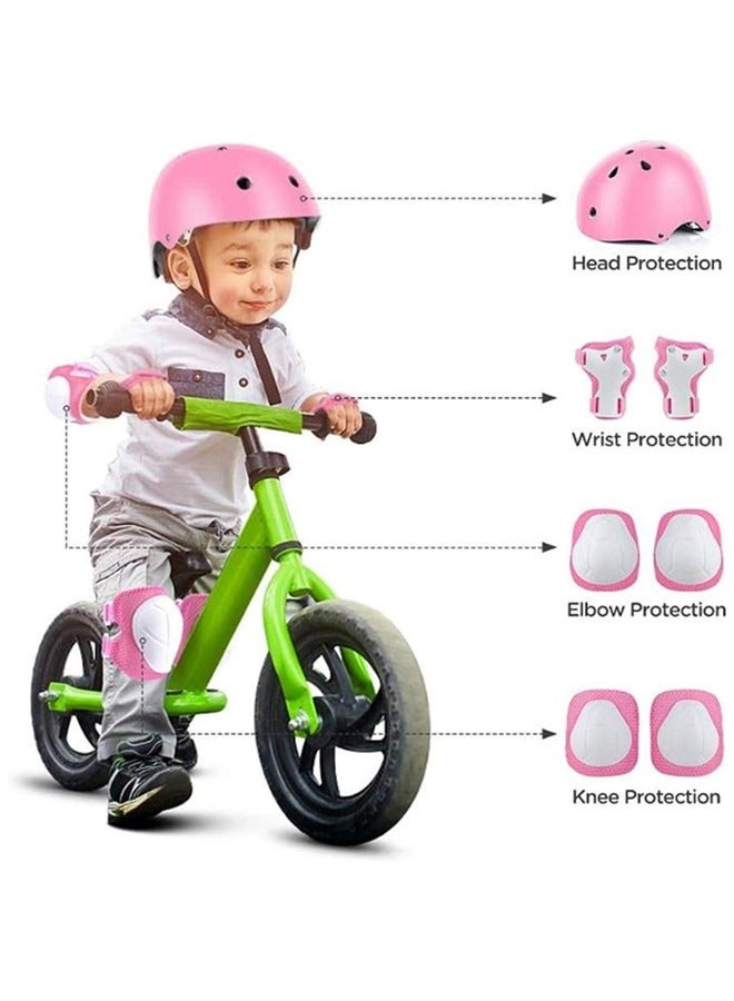 Kids Bike Helmet Set Skateboard Knee Pads - Kids Helmet Elbow Pads Wrist Guards Adjustable Protective Gear Set For Sport Cycling Bike Roller Skating Scooter Rollerblade