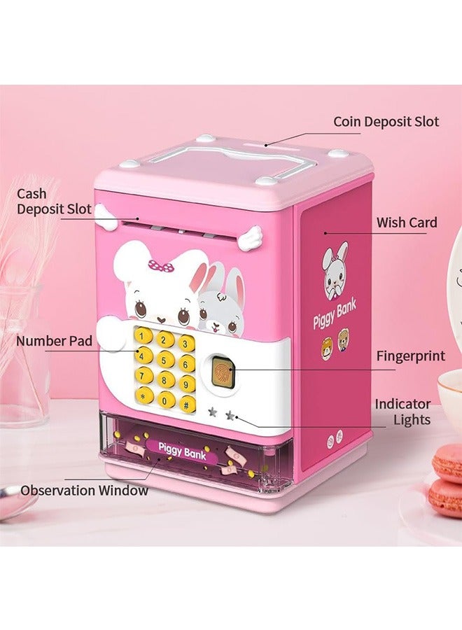 Piggy Bank Toy Electronic Mini ATM Savings Machine with Personal Password & Simulate Fingerprint Unlock - Music and Light Toy for Kids, Boys and Girls Age 3-8 Years