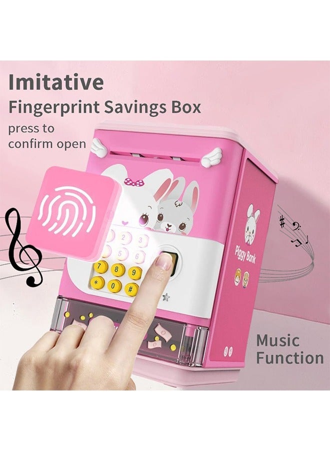 Piggy Bank Toy Electronic Mini ATM Savings Machine with Personal Password & Simulate Fingerprint Unlock - Music and Light Toy for Kids, Boys and Girls Age 3-8 Years