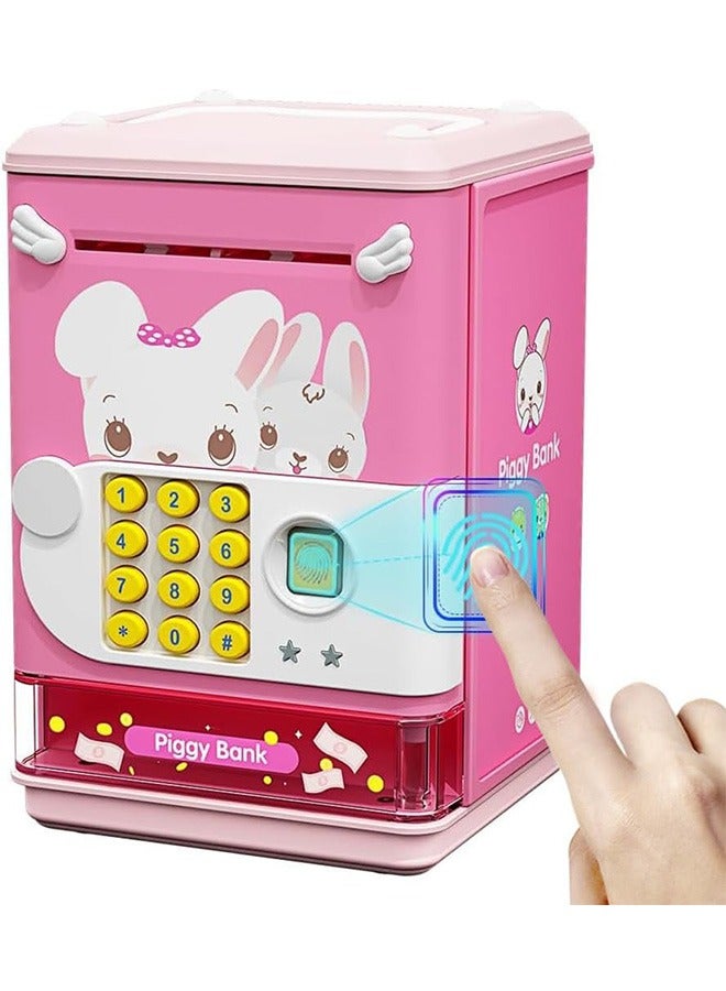 Piggy Bank Toy Electronic Mini ATM Savings Machine with Personal Password & Simulate Fingerprint Unlock - Music and Light Toy for Kids, Boys and Girls Age 3-8 Years