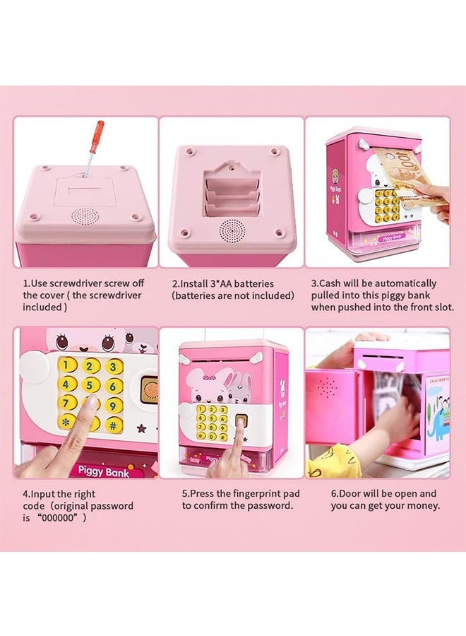 Piggy Bank Toy Electronic Mini ATM Savings Machine with Personal Password & Simulate Fingerprint Unlock - Music and Light Toy for Kids, Boys and Girls Age 3-8 Years