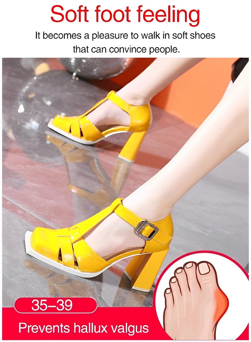 Women's Platform Heels Sandals Block Chunky High Heeled Shoes Ankle Strap Wedding Party Dress Pumps Wedges Sandal Dress Shoes