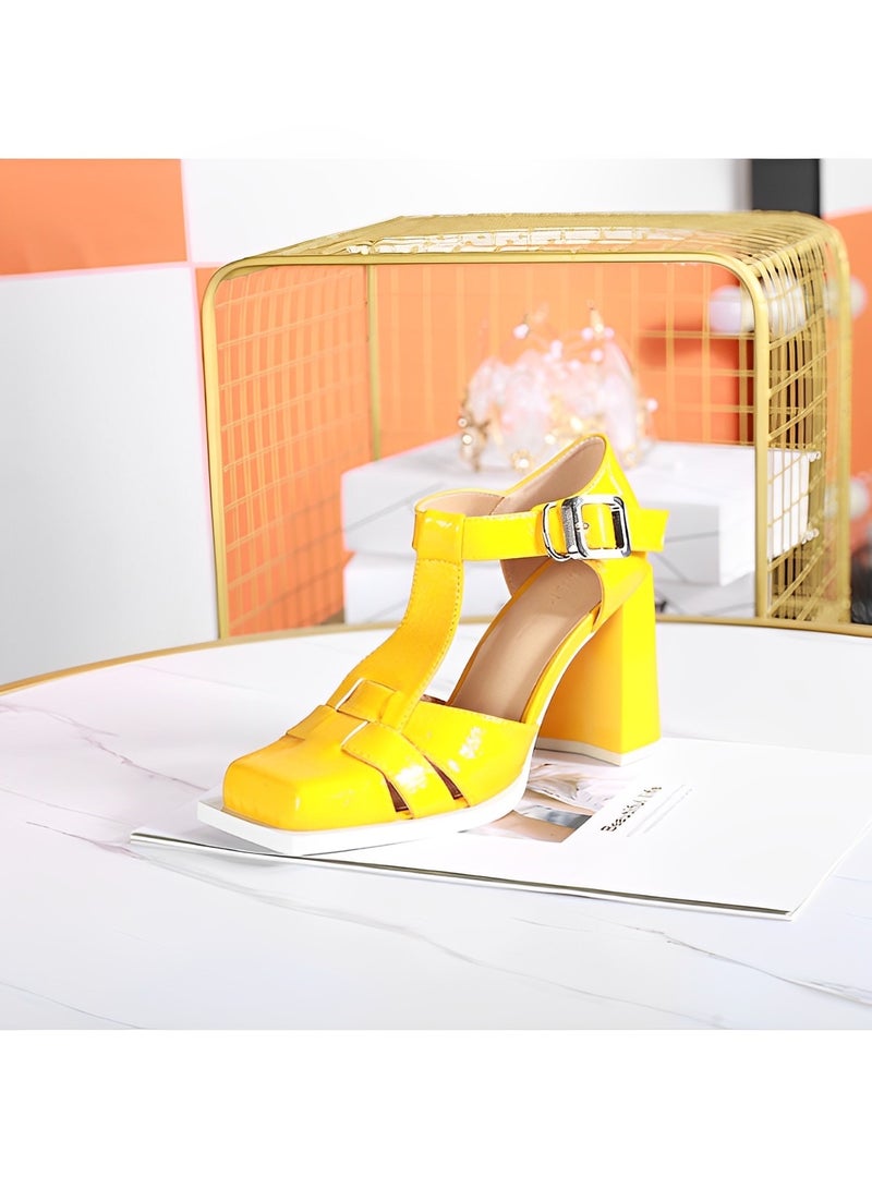 Women's Platform Heels Sandals Block Chunky High Heeled Shoes Ankle Strap Wedding Party Dress Pumps Wedges Sandal Dress Shoes