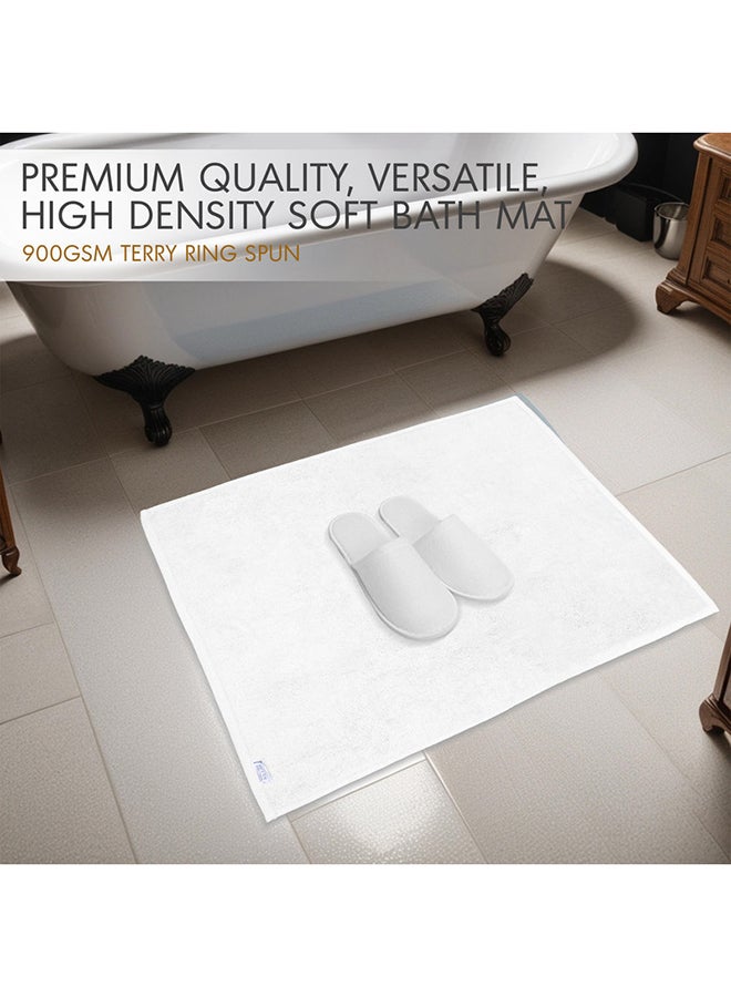Hotel Linen Klub 1PC LUXURY Hotel Spa Shower/ Antimicrobial Bathtub Mat  - 100% Cotton 900 GSM Terry Dobby Border Ring Spun - Super Soft ,Quick Dry,Highly Absorbent , Size : 50 x 80cm, White