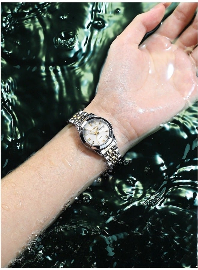 Women's Diamonds Quartz Watch Iced-Out Watch with Round Diamond Dial & Luxury Stainless Steel & Date & Waterproof