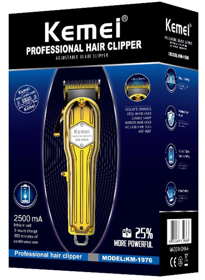 Kemei Heavy Duty Rechargeable Hair Clipper Gold