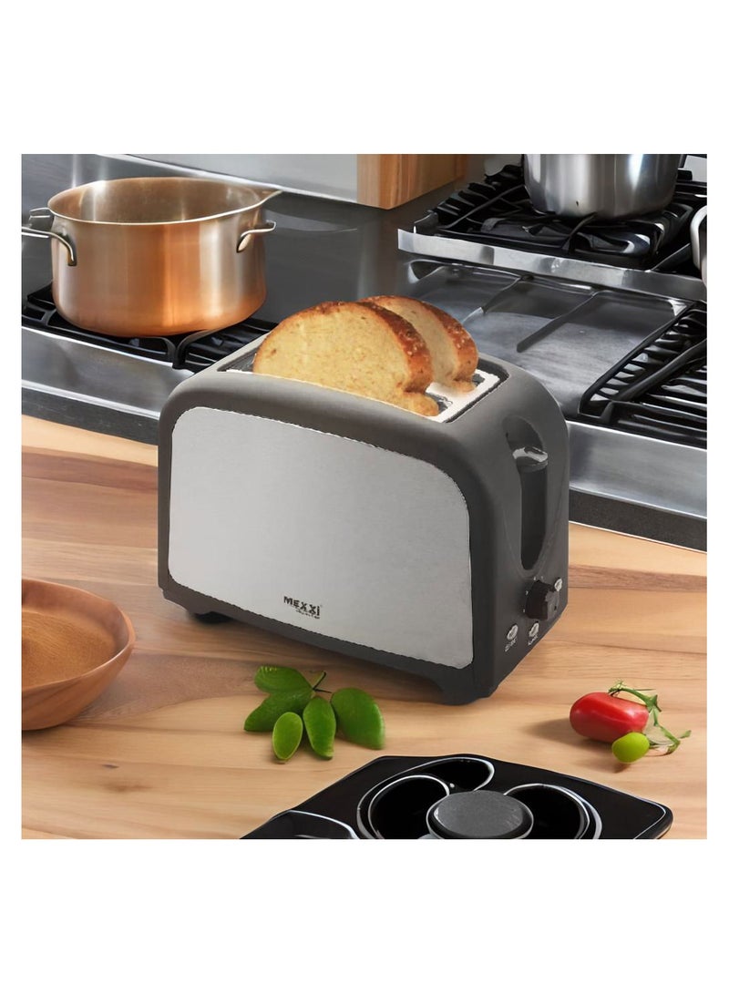 MEXXI 2-Slice Toaster, 800W - Defrost, Reheat, 6 Browning Setting and Removable Crumb Tray