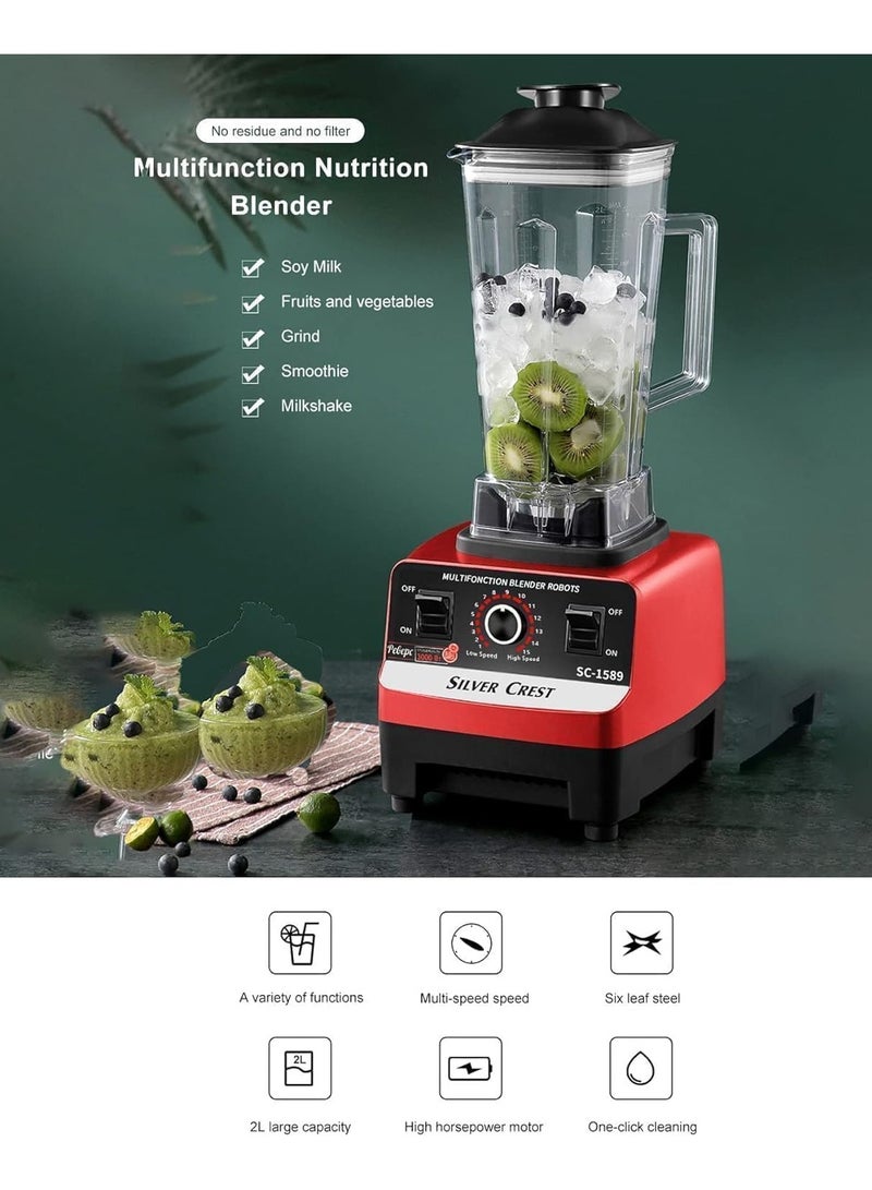 Professional 2 in 1 Blender 4500W High Power Blenders Kitchen Stainless Steel Countertop Juice Blender Perfect for Smoothies Shakes