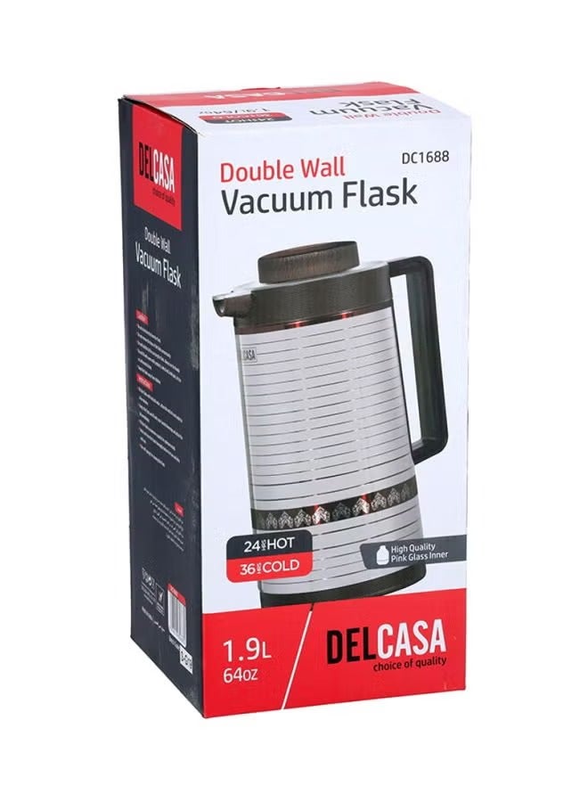 Stainless Steel Vacuum Flask Silver/Black 1.9Liters