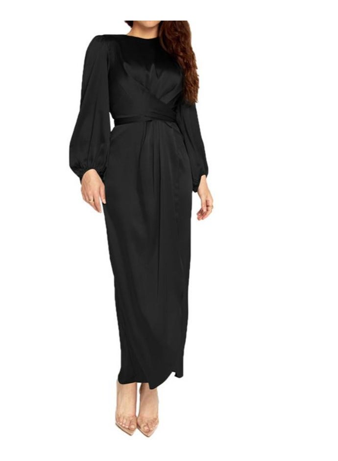 New Temperament Soft Waist Satin Long Dress