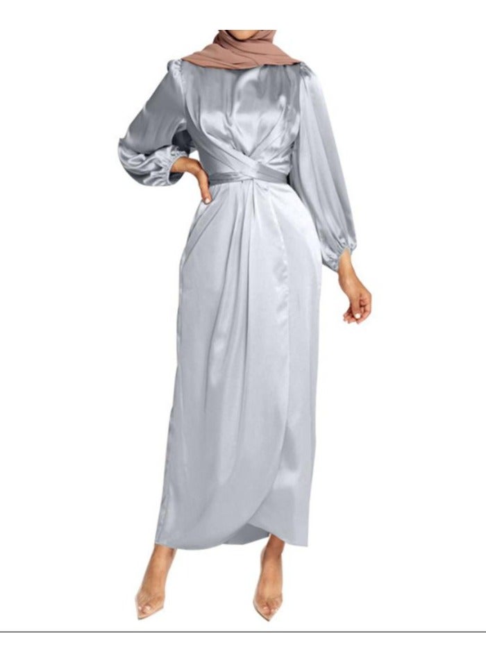 New Temperament Soft Waist Satin Long Dress