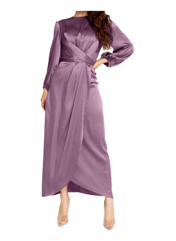 New Temperament Soft Waist Satin Long Dress