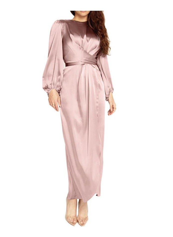 New Temperament Soft Waist Satin Long Dress