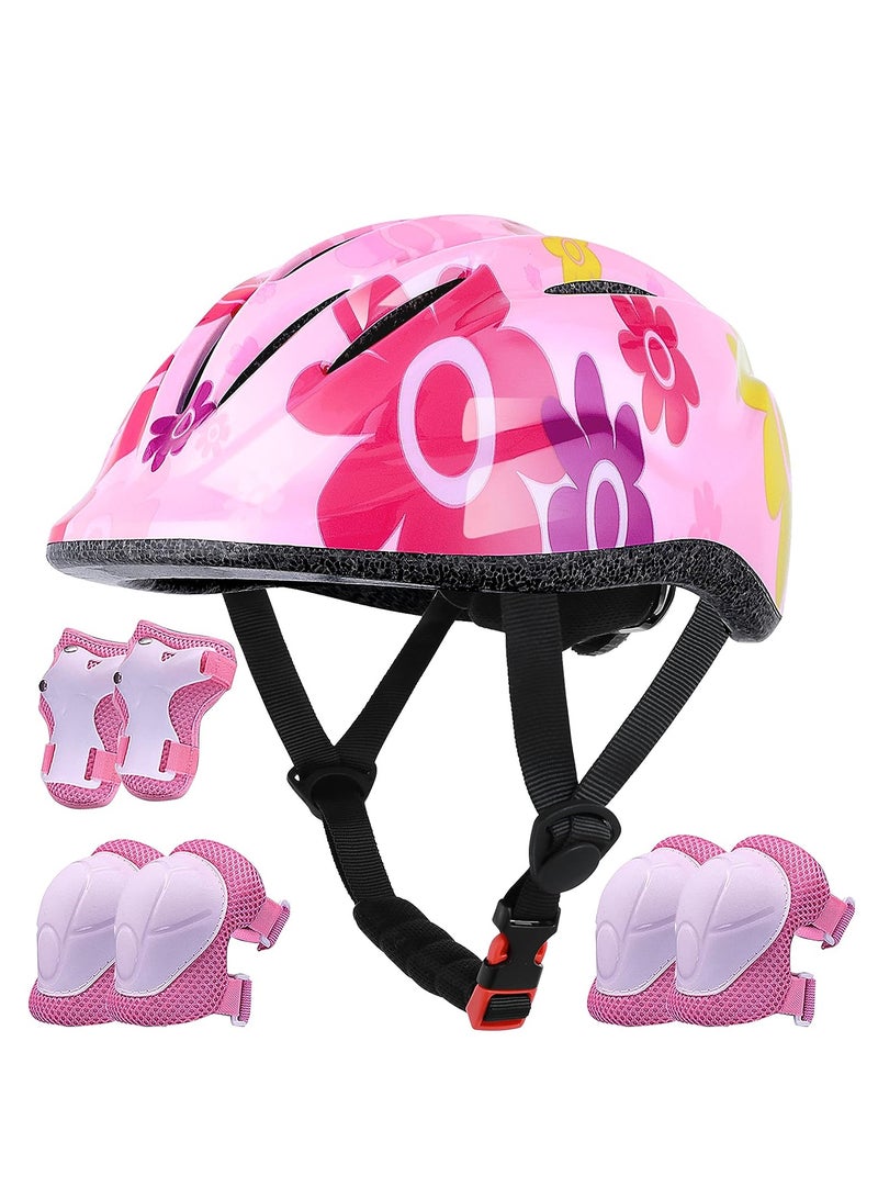 Kids Helmet And Pad Set 7 In 1 Adjustable Safety Toddler Helmet Kids Bike Helmet Protective Gear Set For Scooter Skateboard Roller Skating Cycling