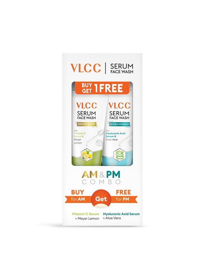 Vitamin C & Meyer Lemon Serum Facewash 150 Ml To Reduce Pigmentation & Brighten For Am With Free Hyaluronic Acid & Aloe Vera Serum Facewash 150 Ml To Strengthen Skin Barrier For Pm (B1G1)