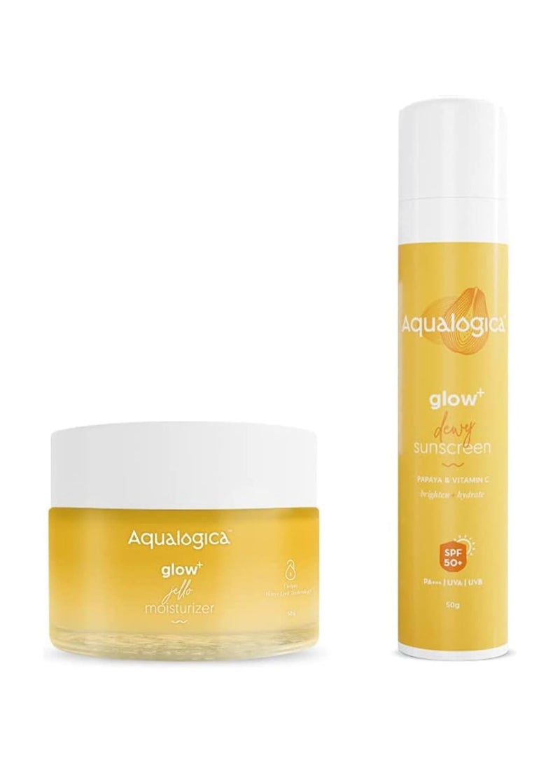 Aqualogica Protect & Brighten Duo Sunscreen (50g) | Gel Moisturiser (50g)