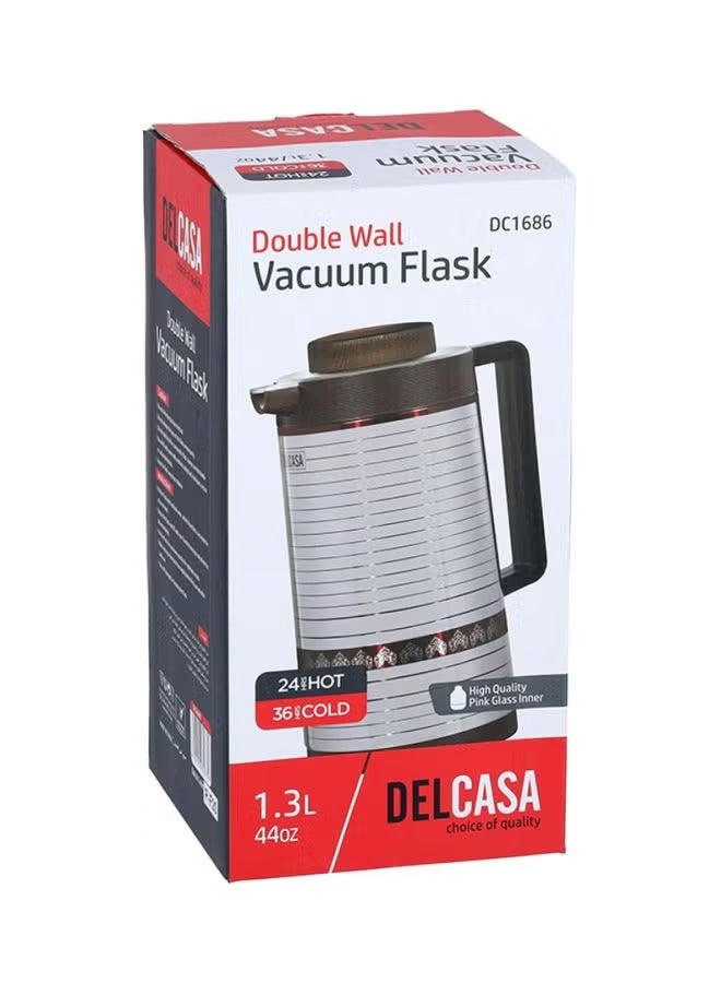 Stainless Steel Vacuum Flask Silver/Black 1.3Liters