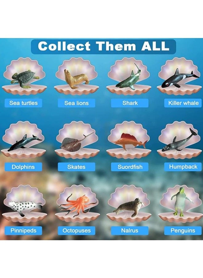 Ocean Animals Dig Kit, Seashell Dig Bricks Exploring 12 Sea Animal Toys Set, Ocean Life Excavation Science Kit For Kids Activities Organism & Educational Toys For Boys, Girls
