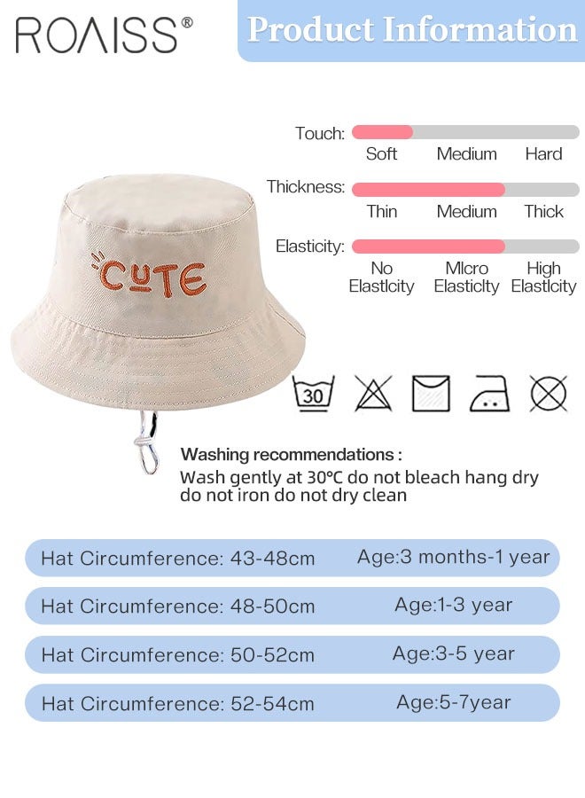 Children's Wide Brim Bucket Hat, Letter Embroidered Double Sided Kids Sun Cap , Summer Outdoor Children Sun Hat  for Boys Girls