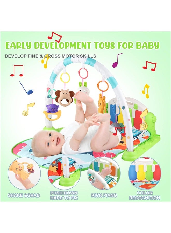 Play Mats for Baby Gyms, Kick and Play Piano Gym Mats, Detachable Tummy Time Mat with Music And Lights, Musical Electronic Learning Toys