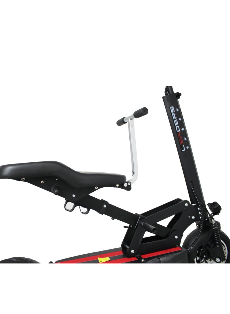 Red Stripe Electric Scooter 500W Motor 48V Battery 50KMH Double Seat 10 Inch Tubeless Tires LED Lights Black