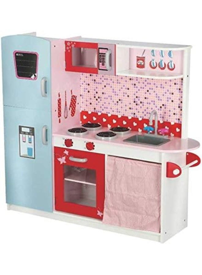 Wooden DollHouse Kit Kitchen and fridge DIY Toy Realistic 3D with Furnitures Birthday Gift For Girl 112 * 31 * 102 CM