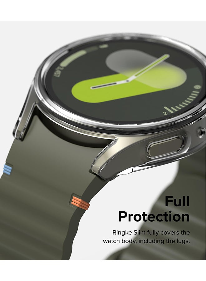 Slim & Glass Compatible with Samsung Galaxy Watch 7 40mm Case, Hard PC Frame Protection Cover +HD Clear Tempered Glass Screen Protector - Clear