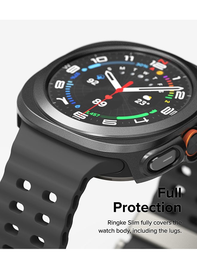 Slim & Glass Compatible with Samsung Galaxy Watch Ultra 47mm Case, Hard PC Frame Protection Cover +Tempered Glass Screen Protector - Titanium Black