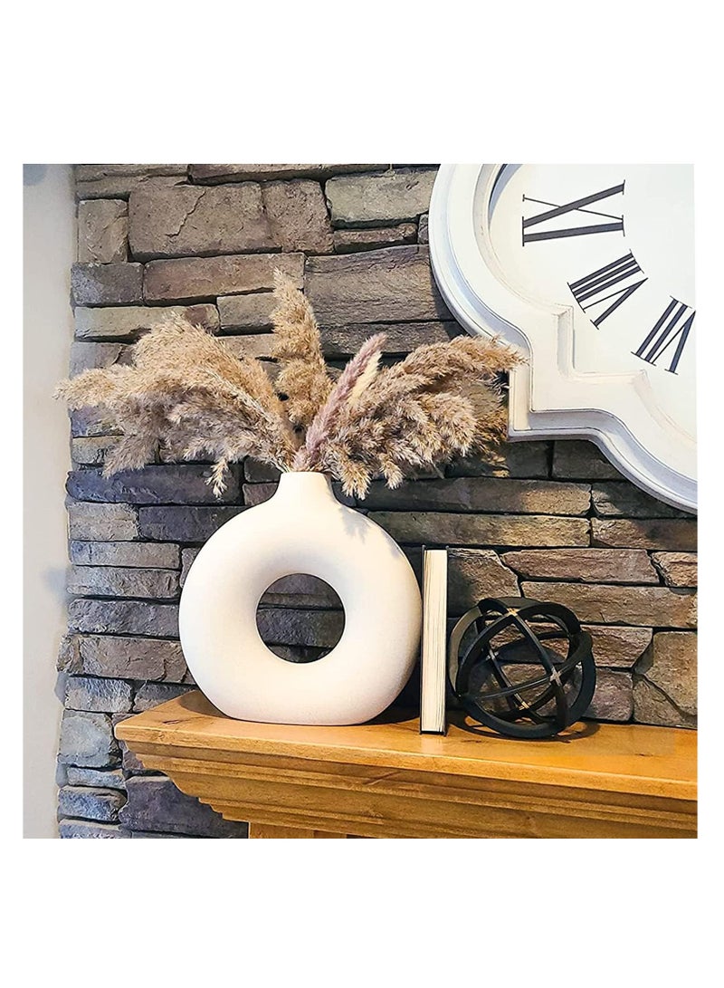 2 Modern Circle Ceramic Vases Off White for Nordic Minimalism Style Decor Wedding Dinner Table Party Living Room Office Bedroom