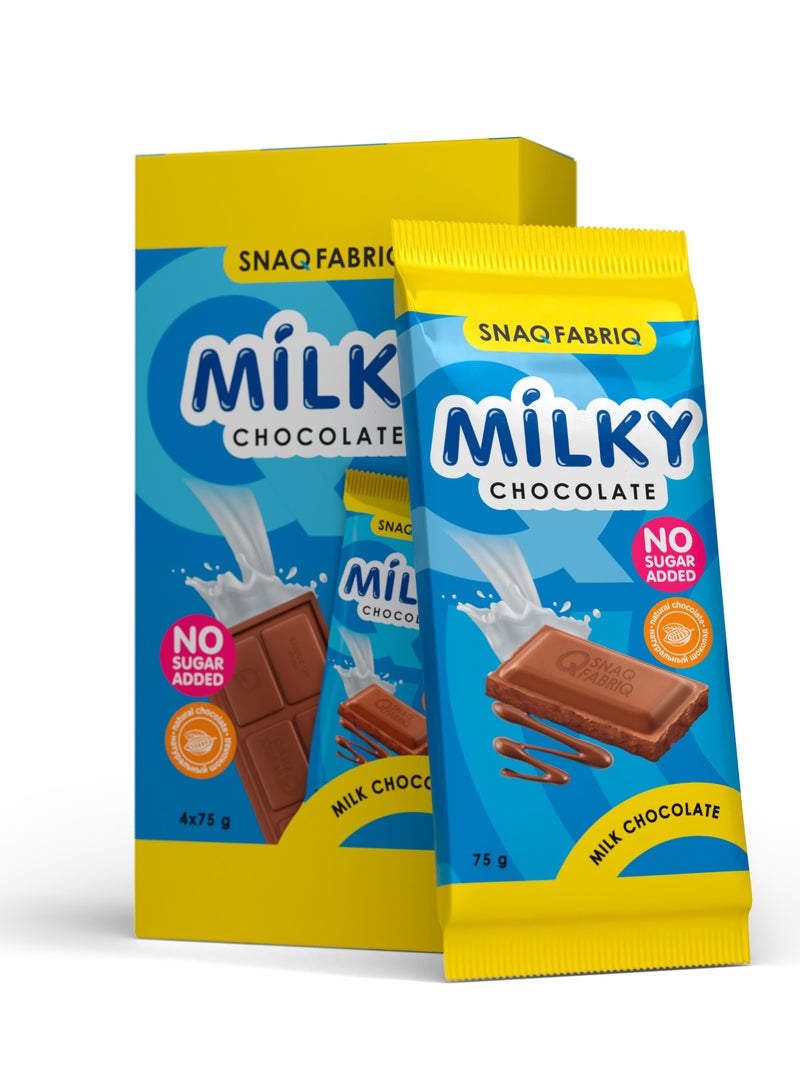 Snaq Fabriq Milky Chocolate (No sugar Added) 4x75g (Per Box 4 Pieces)300g