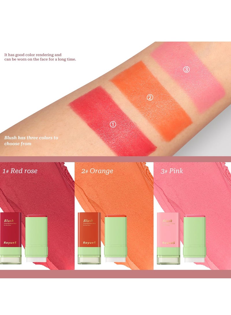 Makeup Blush Stick, Multi-use Makeup Blush Stick for Cheeks Eyes Lips, Moisturizing Natural Matte Blush Makeup,Waterproof Natural Nude Makeup, Suitable for All Skin, Pink