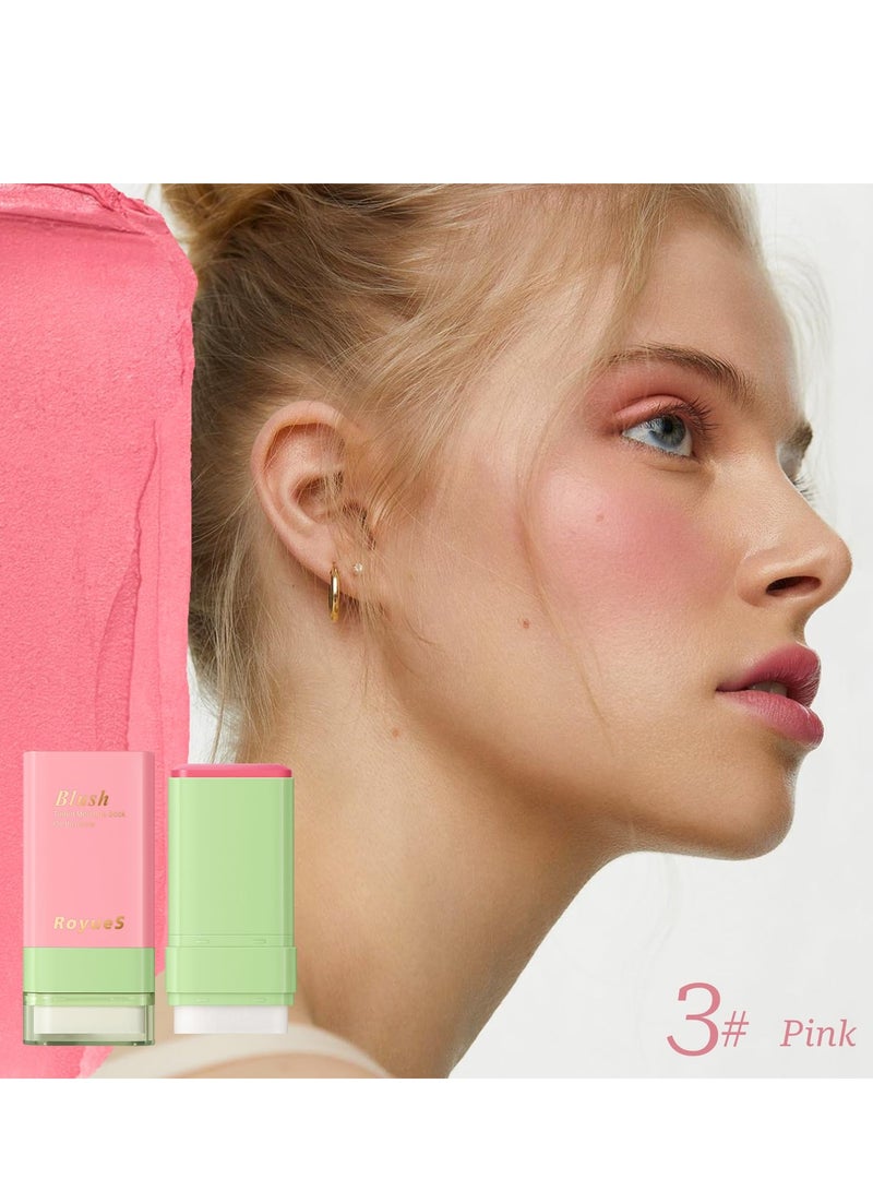 Makeup Blush Stick, Multi-use Makeup Blush Stick for Cheeks Eyes Lips, Moisturizing Natural Matte Blush Makeup,Waterproof Natural Nude Makeup, Suitable for All Skin, Pink