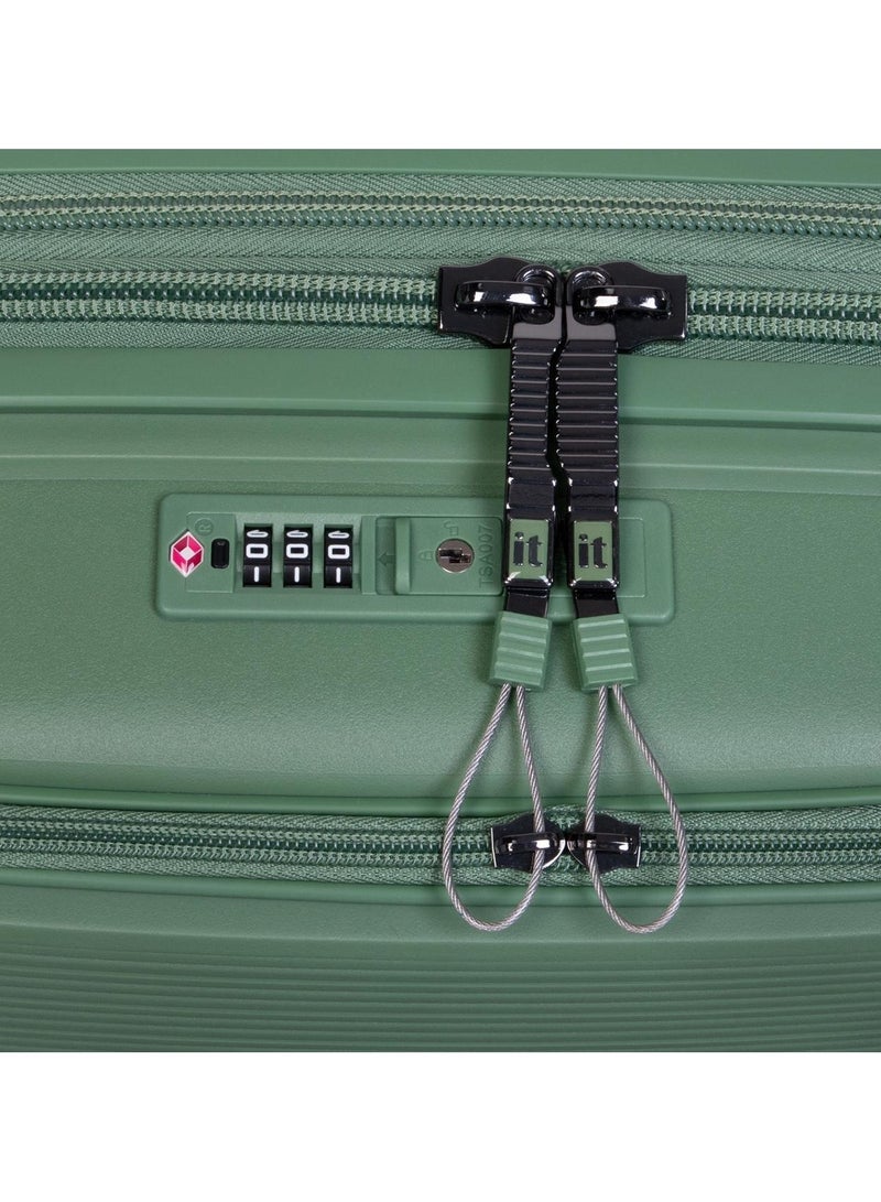 it Luggage Bag Unanimous Set of 3 Pcs, Hard Case Polypropylene (PP) Material, Matching Color Suitcases, 8x360 Degree Spinner Wheels, Expandable Trolley, Telescopic Handle, TSA Lock, Color Green Tea