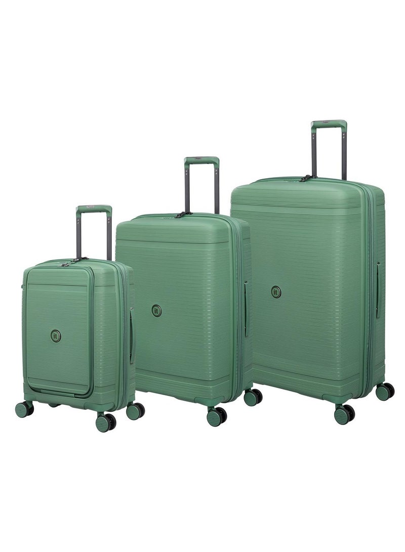 it Luggage Bag Unanimous Set of 3 Pcs, Hard Case Polypropylene (PP) Material, Matching Color Suitcases, 8x360 Degree Spinner Wheels, Expandable Trolley, Telescopic Handle, TSA Lock, Color Green Tea