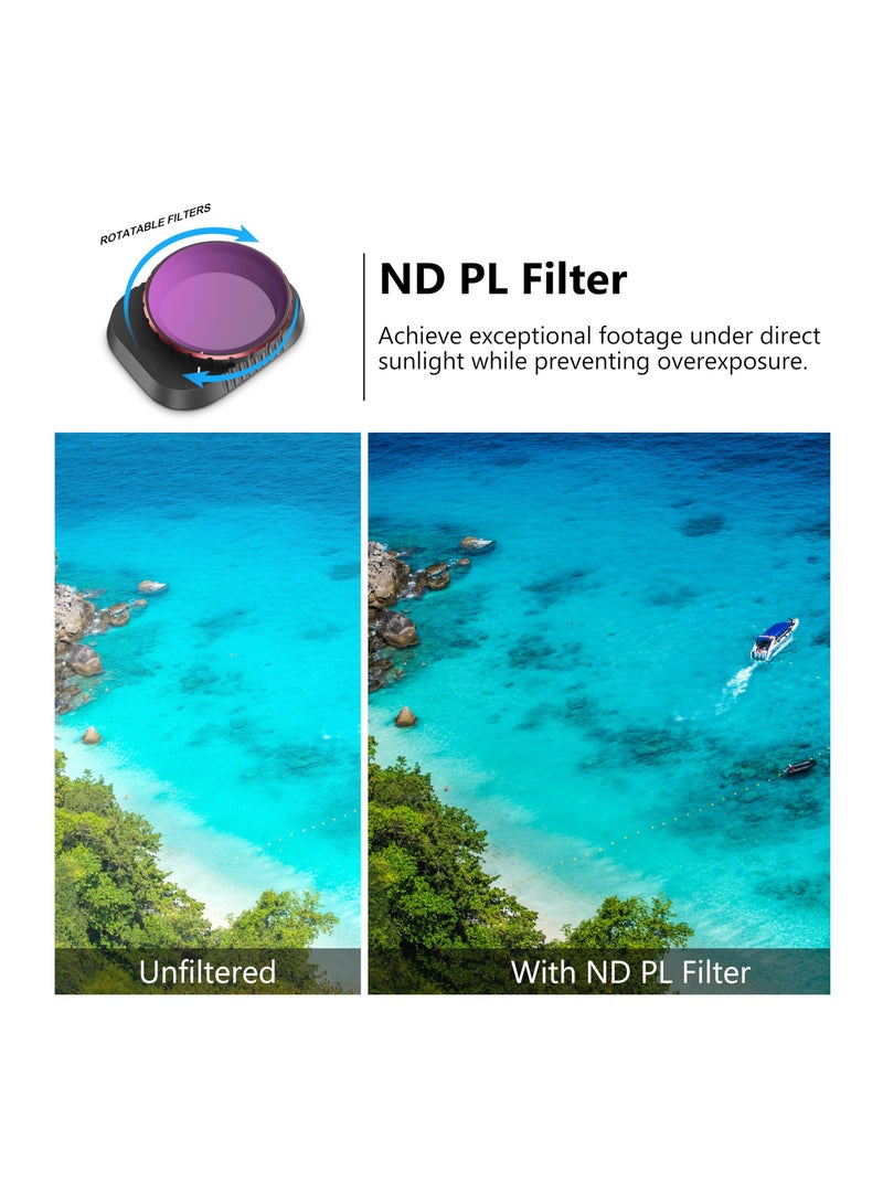 Filter Kit for DJI Mini 4 Pro, 4 Pack ND/PL8 ND/PL16 ND/PL64 ND/PL256, Neutral Density Camera Lens Filter Sets Accessories, Compatible with DJI Mini 4 Pro Drone Lens Accessory (Aluminum Version)