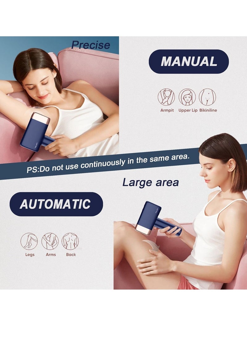 T14 Laser Painless Fast Hair Removal 3℃ Cold Compress 500000 Pulses Carry An Additional Bikini Lamp And Face Lamp Dark Blue