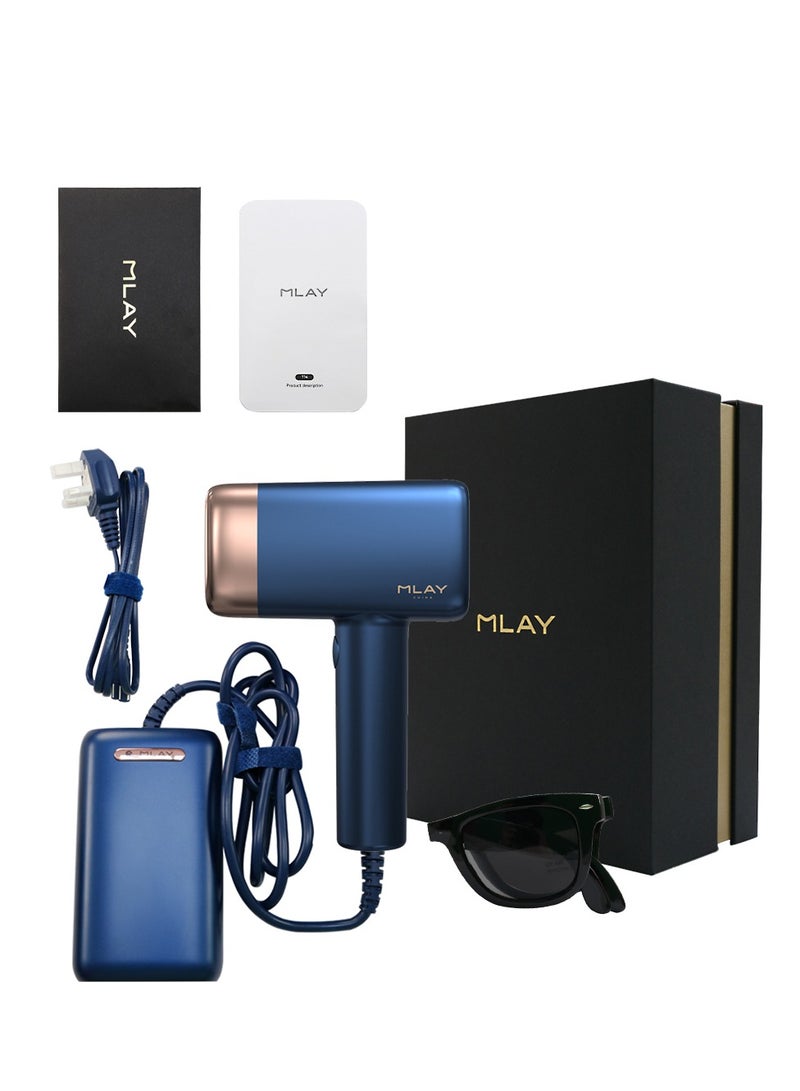 T14 Laser Painless Fast Hair Removal 3℃ Cold Compress 500000 Pulses Carry An Additional Bikini Lamp And Face Lamp Dark Blue