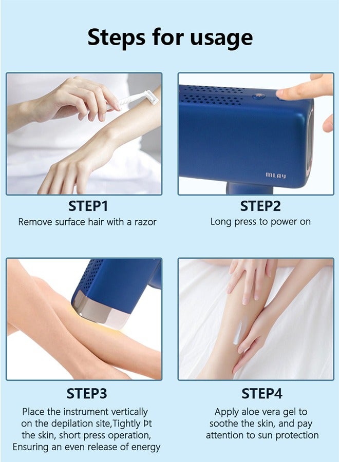 T14 Laser Painless Fast Hair Removal 3℃ Cold Compress 500000 Pulses Carry An Additional Bikini Lamp And Face Lamp Dark Blue