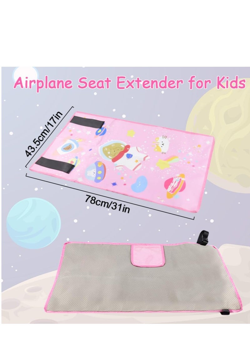 Toddler Airplane Bed, Kids Airplane Seat Extender Travel Bed, Airplane Seat Extender for Kids, Kids Airplane Travel Essentials, Baby Portable Plane Bed Foot Rest for Flights (Pink)