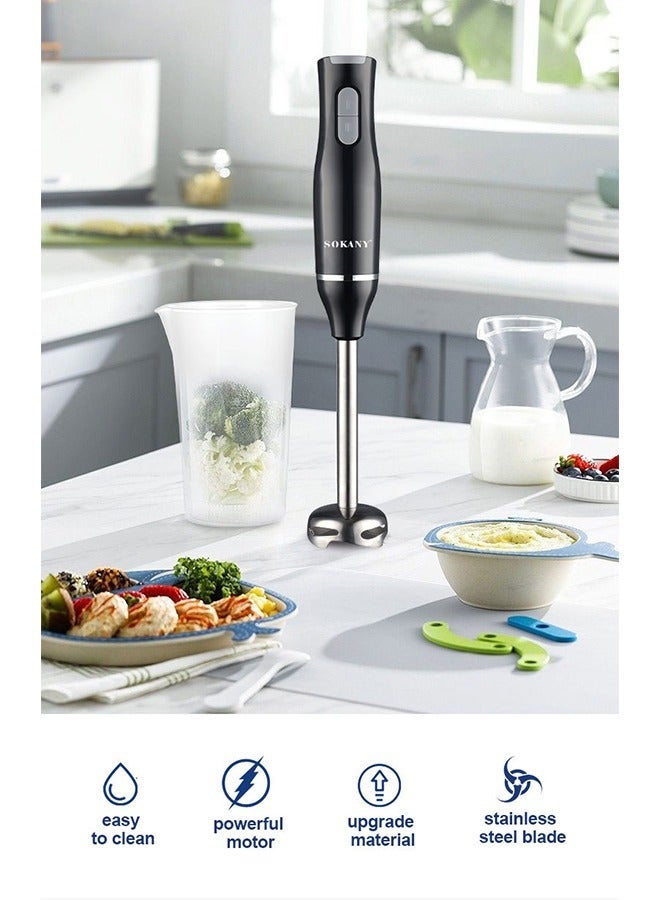 Hand Blender Metal Wand 400W Stick Blender with 600ml Graduated Beaker WK-1708 Black/Silver