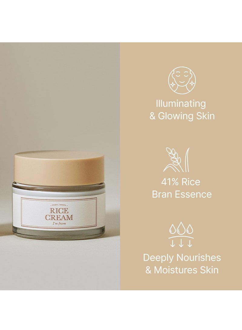 I'm from Rice Cream 1.69 Ounce, 41% Rice Bran Essence with Ceramide, Glowing Look, Improves Moisture Skin Barrier, Nourishes Deeply, Smoothening to Even Out Skin Tone, K Beauty