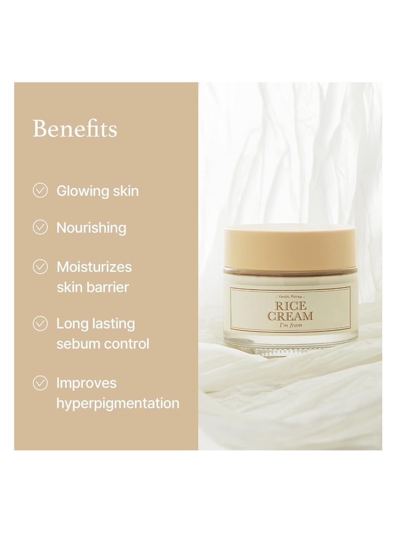 I'm from Rice Cream 1.69 Ounce, 41% Rice Bran Essence with Ceramide, Glowing Look, Improves Moisture Skin Barrier, Nourishes Deeply, Smoothening to Even Out Skin Tone, K Beauty