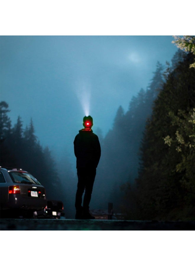 Headlamp - 300 Lumens Headlight With Red Green Light And Tail Light 7 Lighting Modes Perfect For Trail Running Camping Hiking And More Adjustable Headband 3 Aaa Batteries Included
