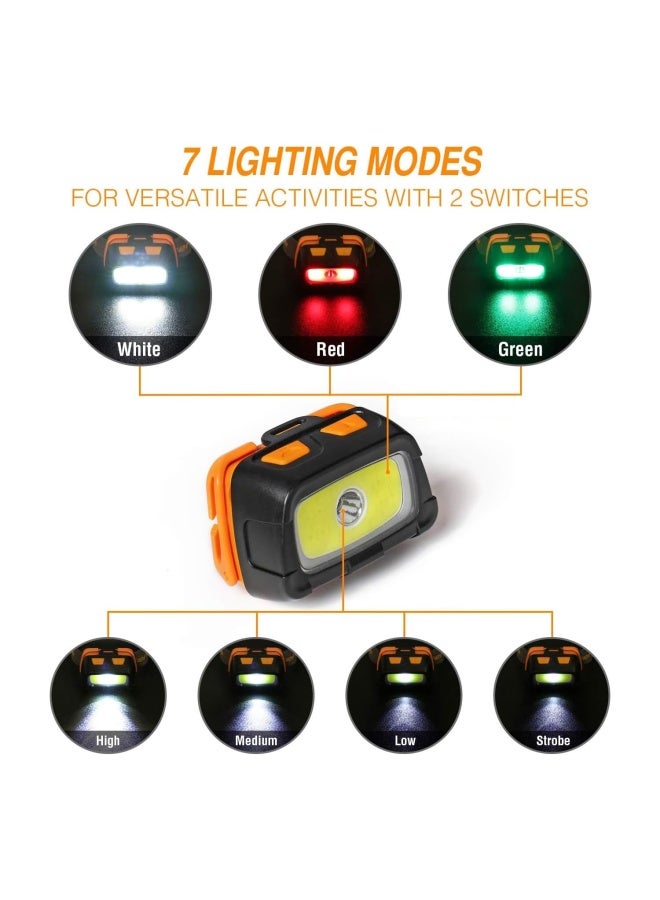 Headlamp - 300 Lumens Headlight With Red Green Light And Tail Light 7 Lighting Modes Perfect For Trail Running Camping Hiking And More Adjustable Headband 3 Aaa Batteries Included